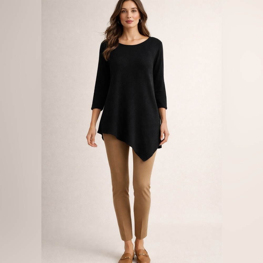 Neiman Marcus Black Asymmetrical Hem Sweater